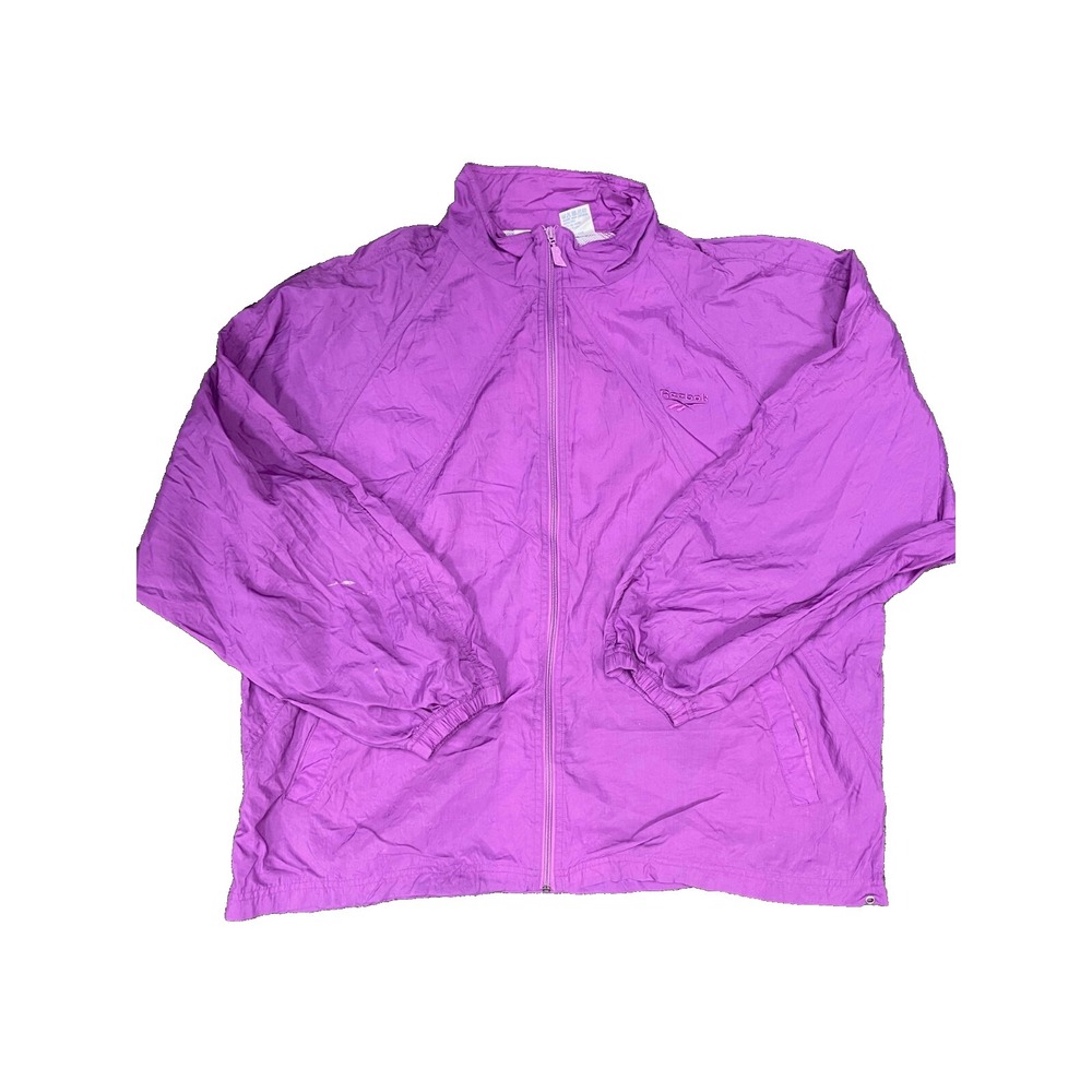 vintage reebok windbreaker mens xl purple‎ 1990s full zip jacket solid